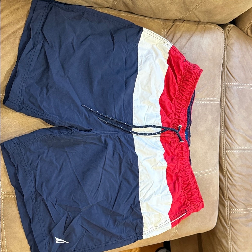 Nautica Navy, Red & White Colorblock Swim Shorts